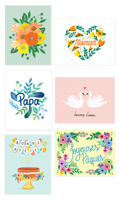 French Yearly Holidays Cards Bundle