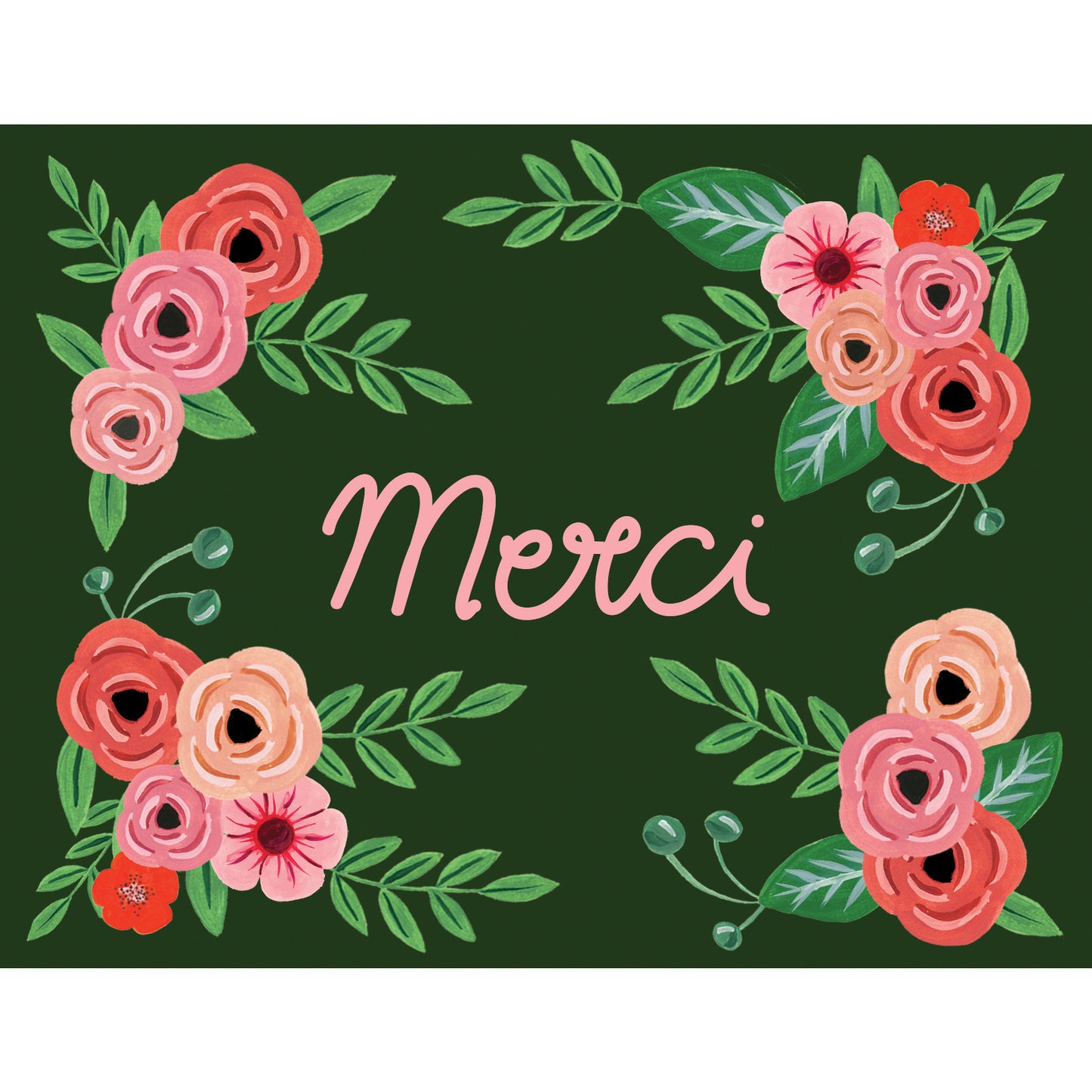 Merci Dark Green Floral