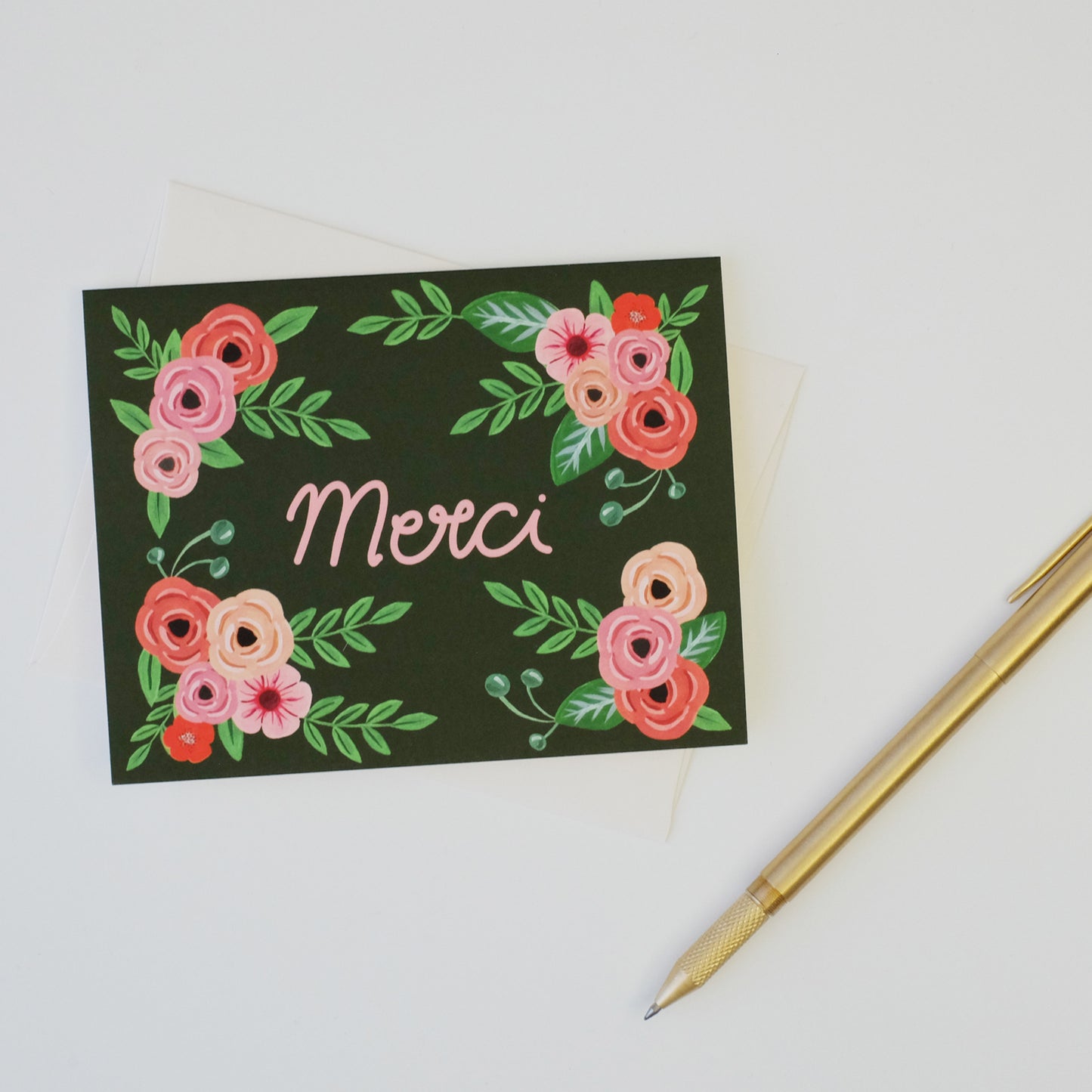 Merci Dark Green Floral