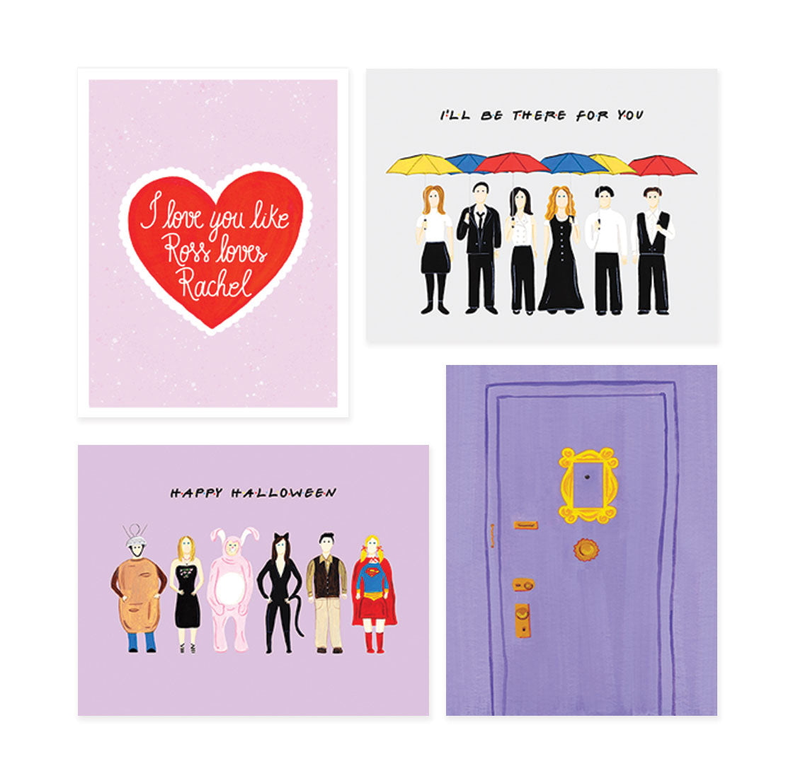 Friends Greeting Cards + Stickers Bundle
