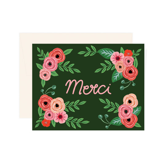 Merci Dark Green Floral